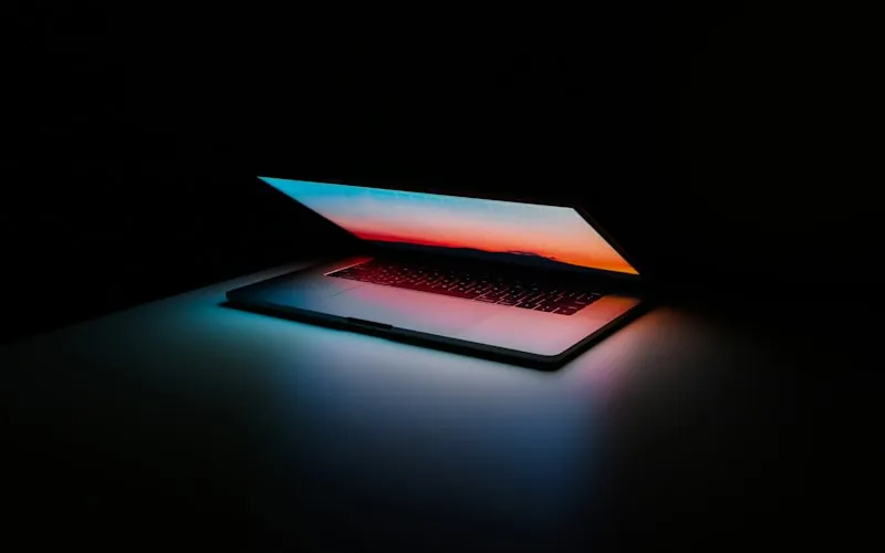 Close-up of a website homepage on a laptop screen