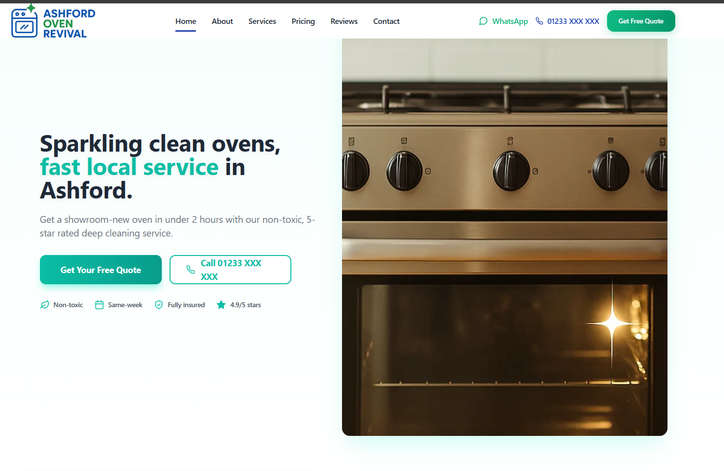Oven cleaning website